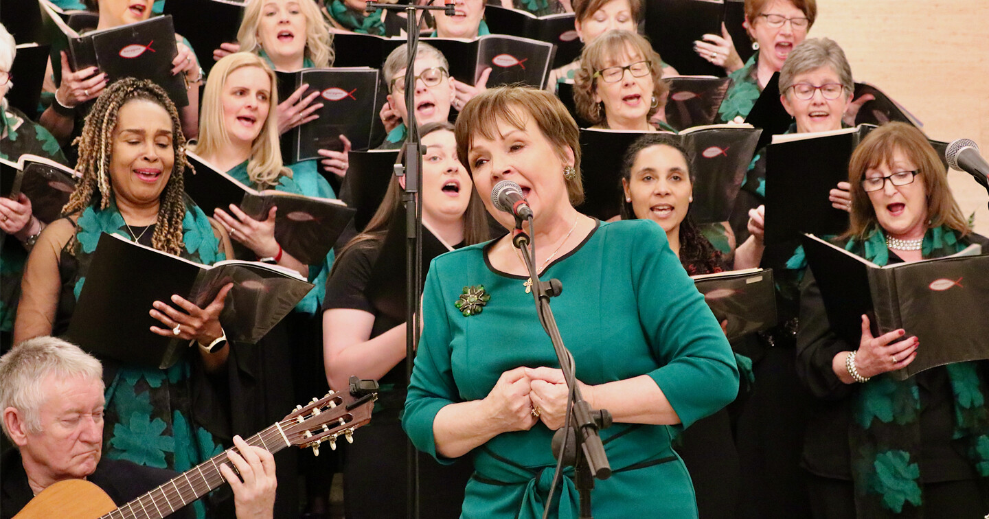 Dana performs &lsquo;Light the Fire&rsquo; with Kergyma Choir.