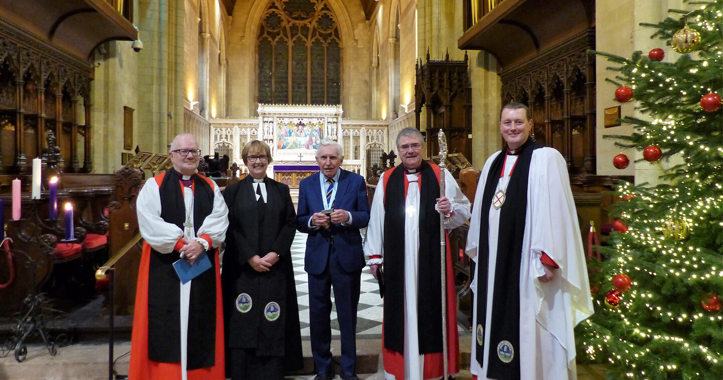 From left: Bishop Richard Clarke, the Revd Canon Dr Heather Morris, Canon Dr Kenneth Milne, Archbishop John McDowell and Dean Shane Forster.