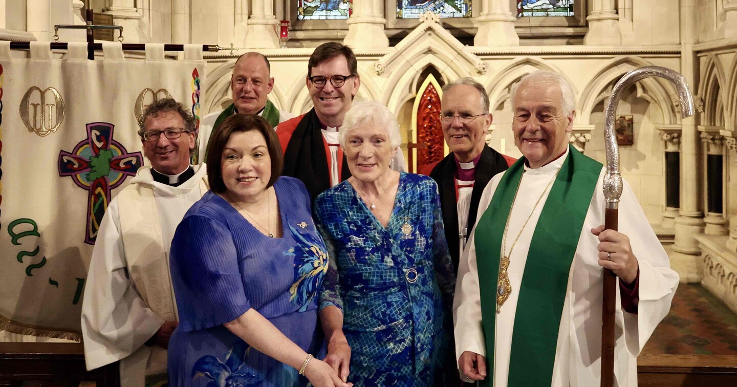 Marking 150 Years of Mothers&rsquo; Union Worldwide are Kay Clarke (All ireland President), Lady Christine Eames, Archbishop Michael Jackson, the Revd Alistair Doyle, Canon Roy Byrne, Bishop Andrew Forster and Bishop Ian Ellis.