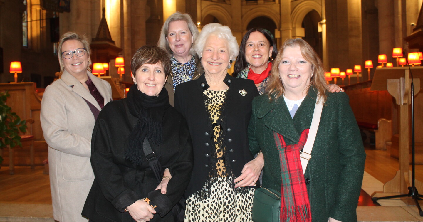 Lady Mary Peters with representatives of the Home Start charity at the Good Samaritans Service in Belfast Cathedral on February 2. 