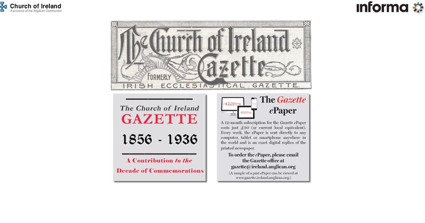 The search engine for the &lsquo;Church of Ireland Gazette&rsquo; digitization project, at bit.ly/2C8yqaS