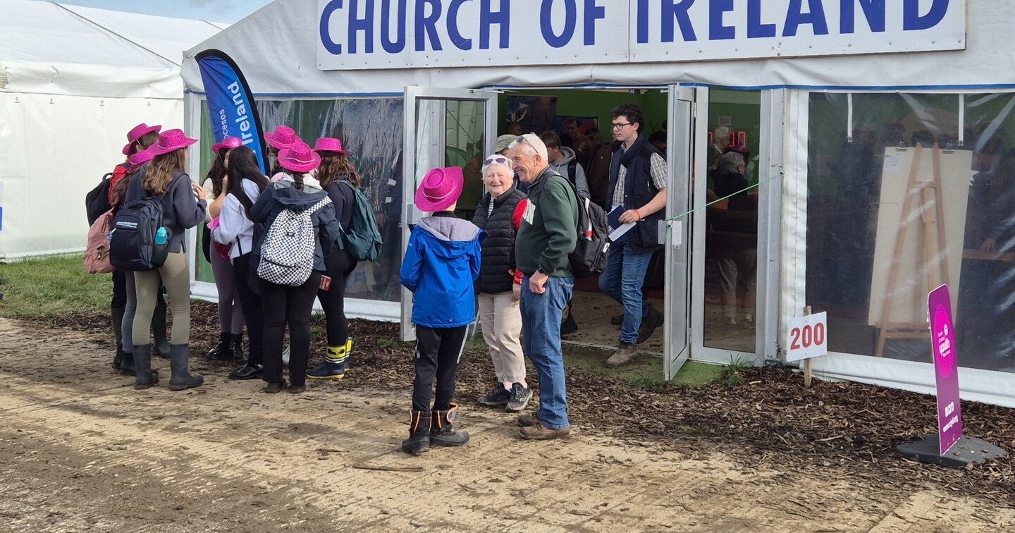 CIYD&rsquo;s pink hats at the Church of Ireland tent last year.