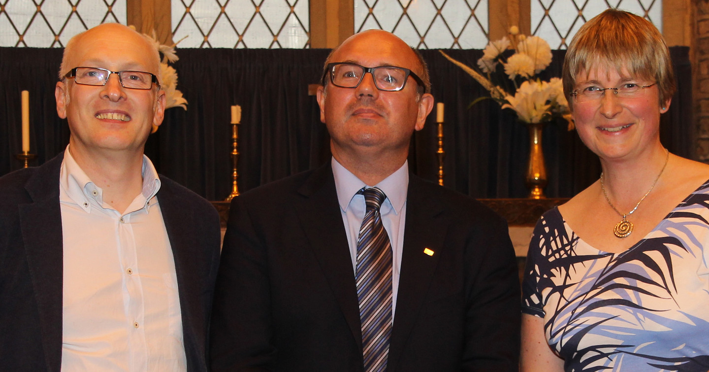 At the launch in St Audoen’s Church, Dublin, (left to right) Steven Smyrl, Chairman, the Irish Genealogical Research Society, John McDonough, Director of the National Archives of Ireland and Dr Susan Hood, Librarian and Archivist, RCB Library.