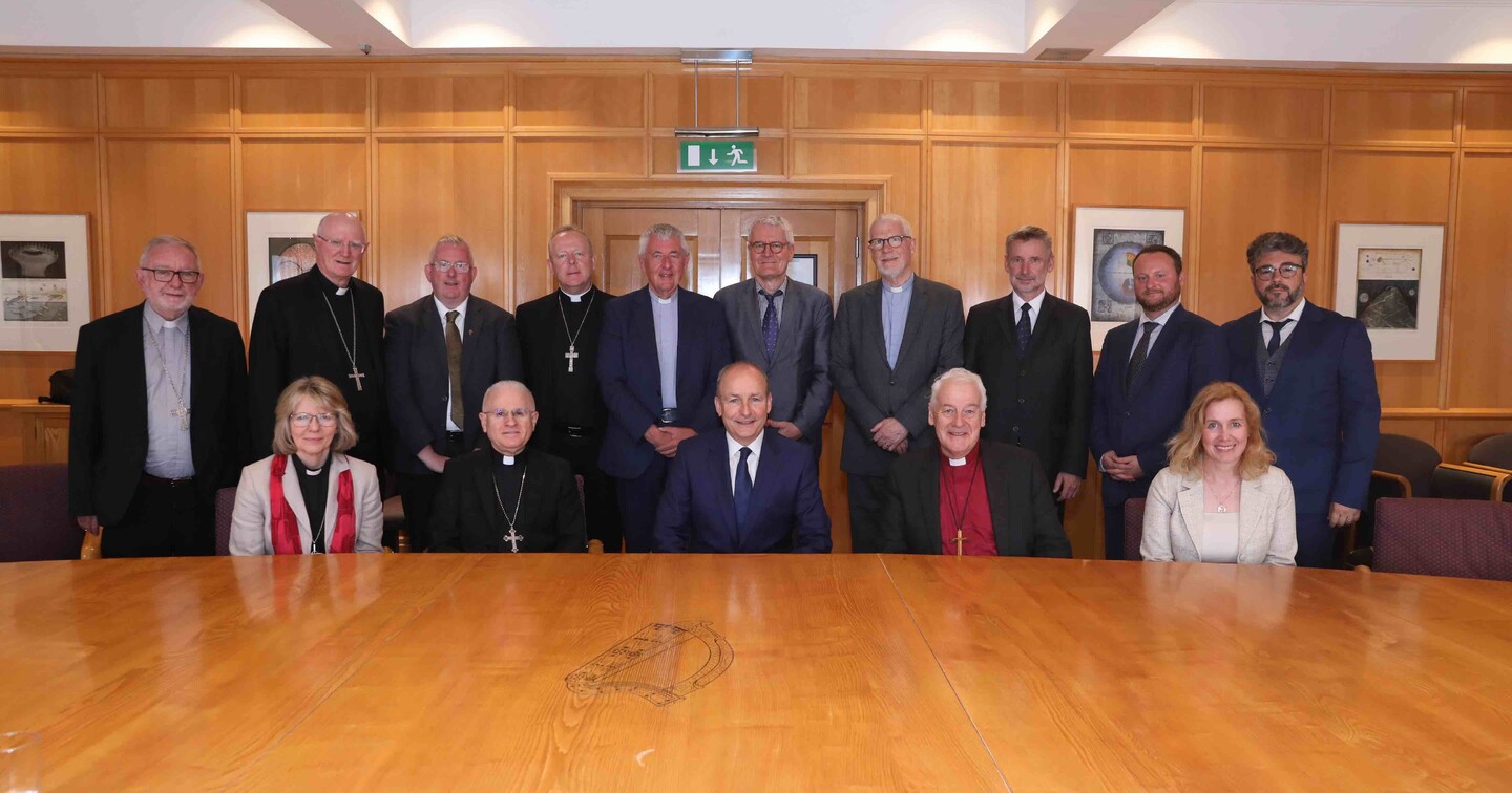 Taoiseach Miche&aacute;l Martin with Christian leaders in Dublin. Photo John McElroy.