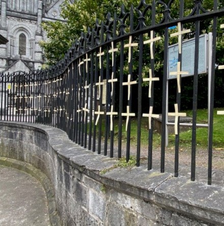 Palm Sunday crosses and coronavirus pandemic memorial at St Fin Barre&rsquo;s Cathedral, Cork