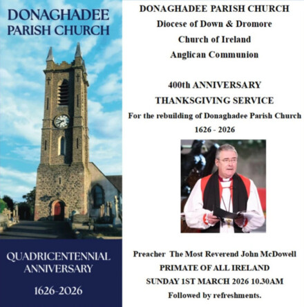 Donaghadee Parish Church to celebrate 400th Anniversary