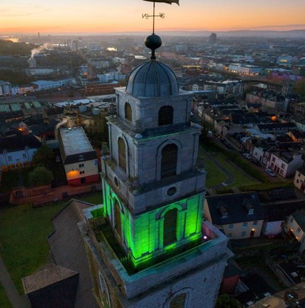Iconic Shandon Church tower lights up in green for Saint Patrick&rsquo;s Festival