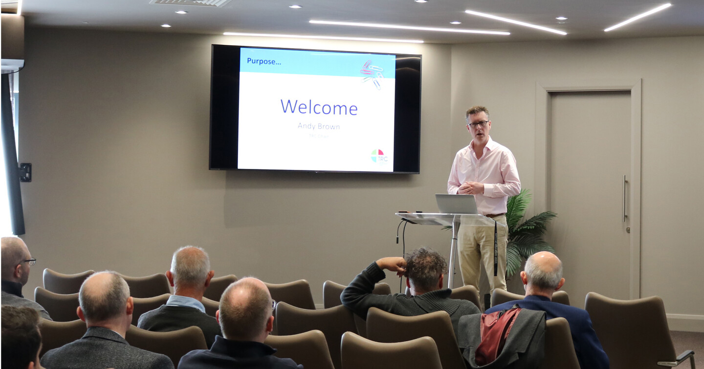 Dr Brown addresses attendees at the Lisburn event.
