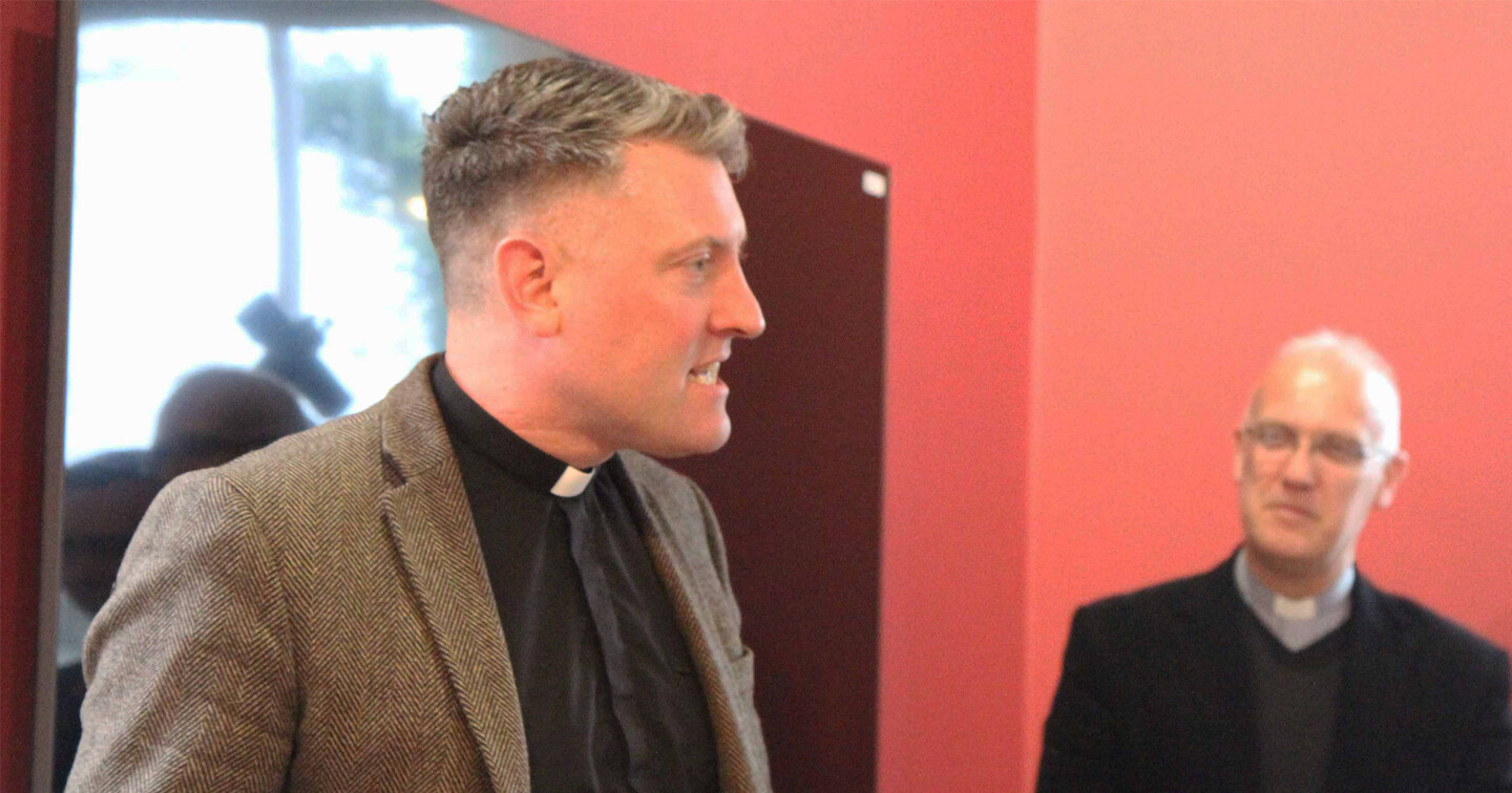The Revd Philip McKinley, author, speaks at the launch at CITI.