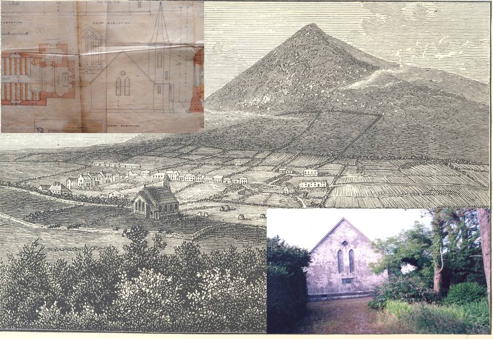 Achill church (Dugort) c. 1855 by Joseph Welland, RCB Library PF/26; The landscape around Dugort, from Revd Henry Sedall, Edward Nangle: The Apostle of Achill:  A Memoir and a History (London, and Dublin, 1884) p211f; Achill church as it appears today, photograph by Sam Hutchinson, RCB Library Photographic Collection