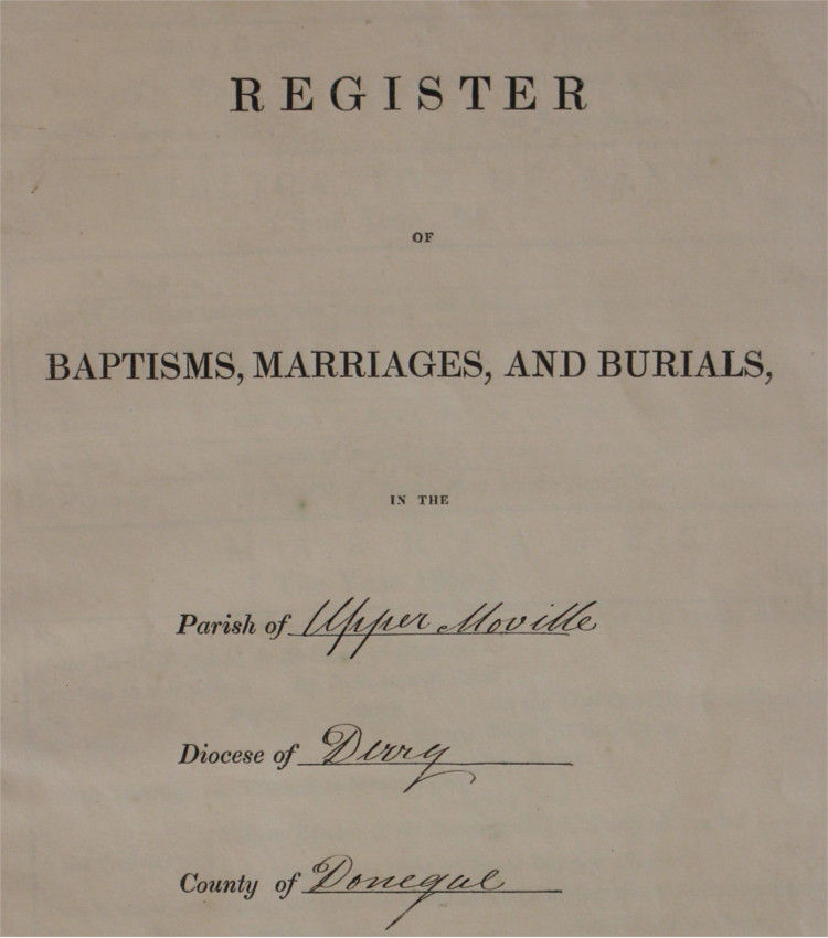 A large consignment of records from Moville in county Donegal and the diocese of Raphoe included early registers such as the combined register of baptisms, 1804-1875; marriages 1804-1844; burials 1812-1983 and banns, 1814-1833. RCB Library P1128.1.1