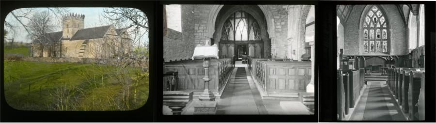 Images captioned variously: &lsquo;St Laserian's Cathedral, Old Leighlin, from the S., 24 November 1935', &lsquo;St Laserian's Cathedral, Old Leighlin, interior looking W., 29 May 1934' and  &lsquo;St Laserian's Cathedral, Old Leighlin, interior, 24 June 1937