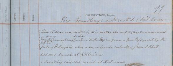 Note regarding foundlings and orphans