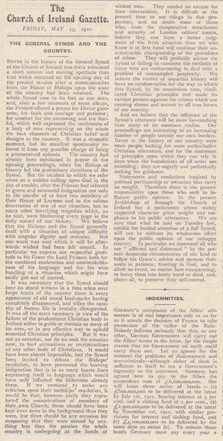 Church of Ireland Gazette 13 May1921