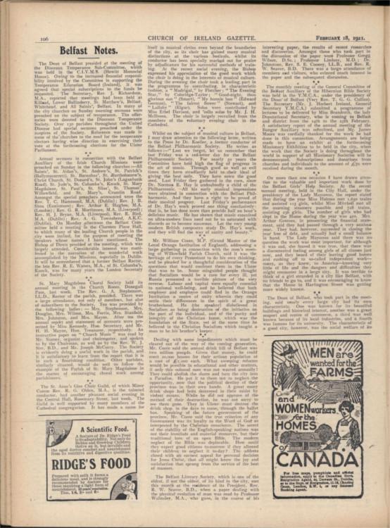 Church of Ireland Gazette 18 February 1921