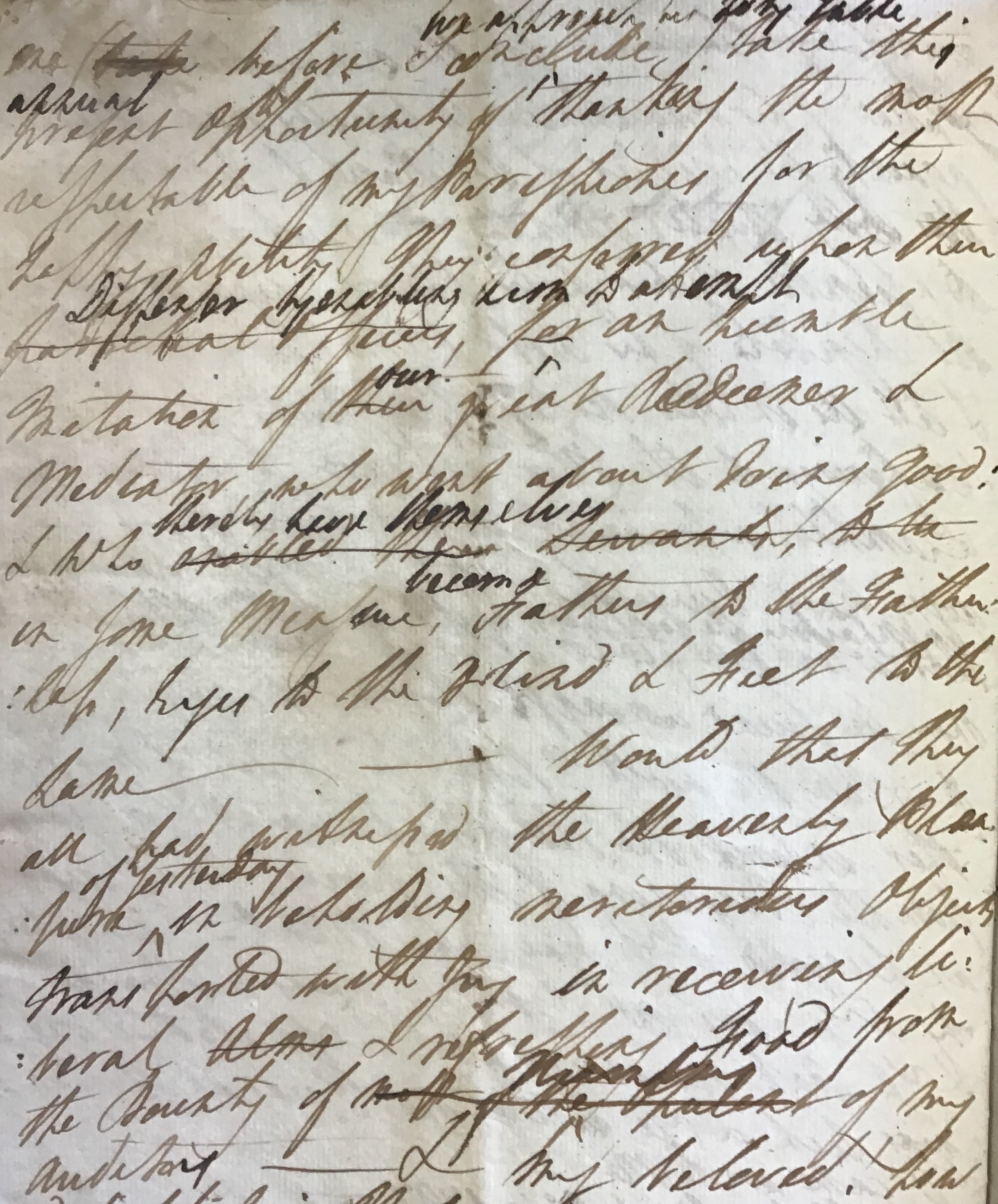An example, from Sermon No. 46, of how the rector would often revise and correct his sermons.