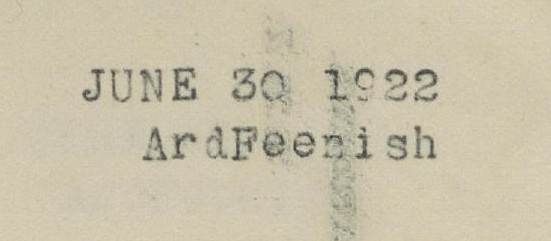 Detail from letter written from her home and headquarters of the Ardfeenish Library, RCB Library Ms 253/4