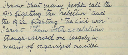 Handwritten note on &lsquo;rebellion', RCB Library Ms 253/4