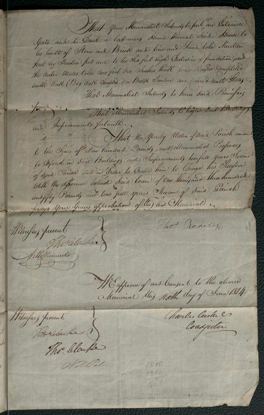 &ldquo;Clonmethan. The Memorial of the Reverend Thos Radcliffe to build a Glebe House. 6th June 1814.