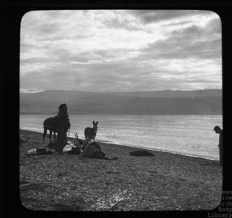'Dead Sea' [note camp of the dragonmen/guides by the water's edge]