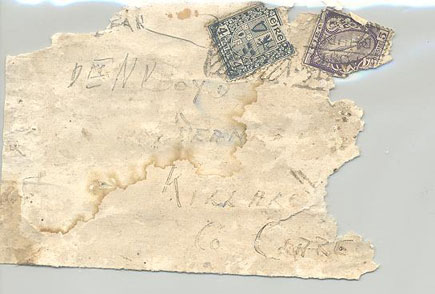 Close up of damaged label
