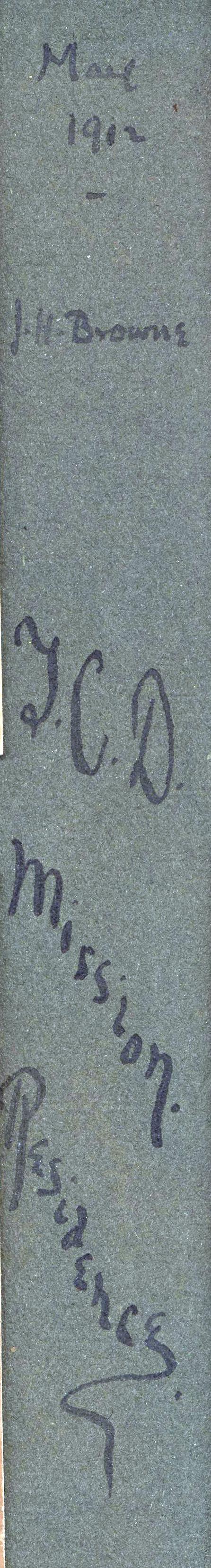 Annotation on first page of RCB Library MS 295, which may be that of the Revd John Edward Browne (died 1924), who was rector of St Stephen's parish in Belfast, 1903-1914, and afterwards rector of St Mary's, Belfast, 1914-1924