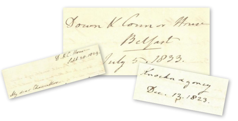 Letter heads when the bishop was writing from the See House at Knocknagroney.