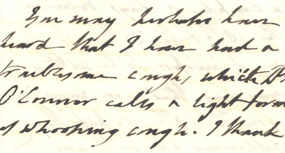 Mrs Mant has suffered a violent attach of cholera, June 1832, while the bishop's bout of a &lsquo;light form of whooping cough' is reported in October 1846, RCB Library Ms 772/3/40 and /106.