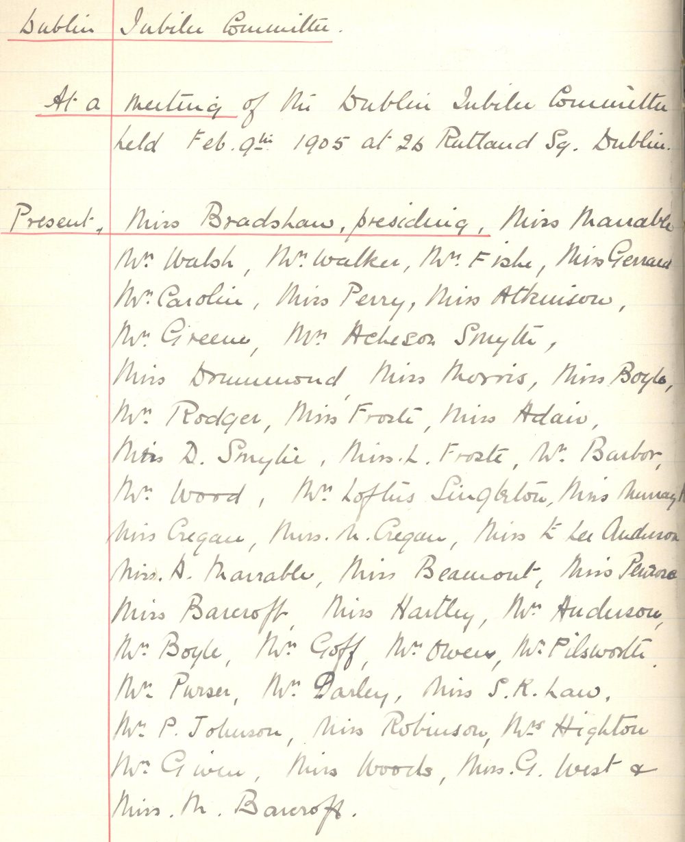 Members of the Jubilee Committee, 1905, RCB Library Ms 624/3.1