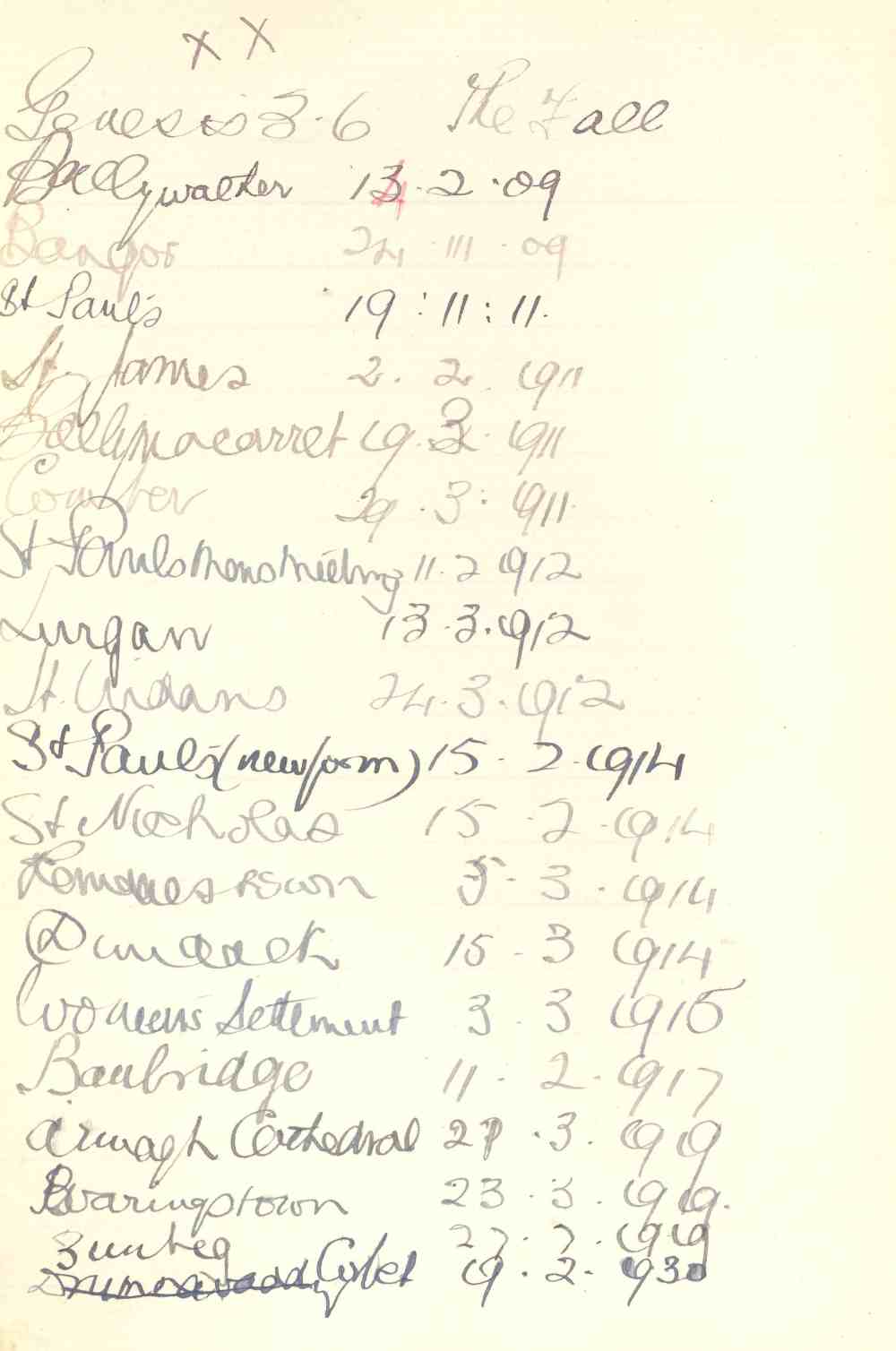 List of sermons preached on the subject of &lsquo;The Fall', as recorded in sermon register RCB Library MS 813/1/3