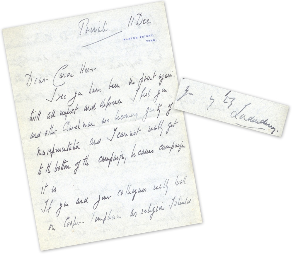 Details from letters of Lord Londonderry, Vane-Tempest-Stewart (1878-1949) Minister for Education in NI, 1925, 1930, 1944, undated, RCB Library MS 813/2/5.