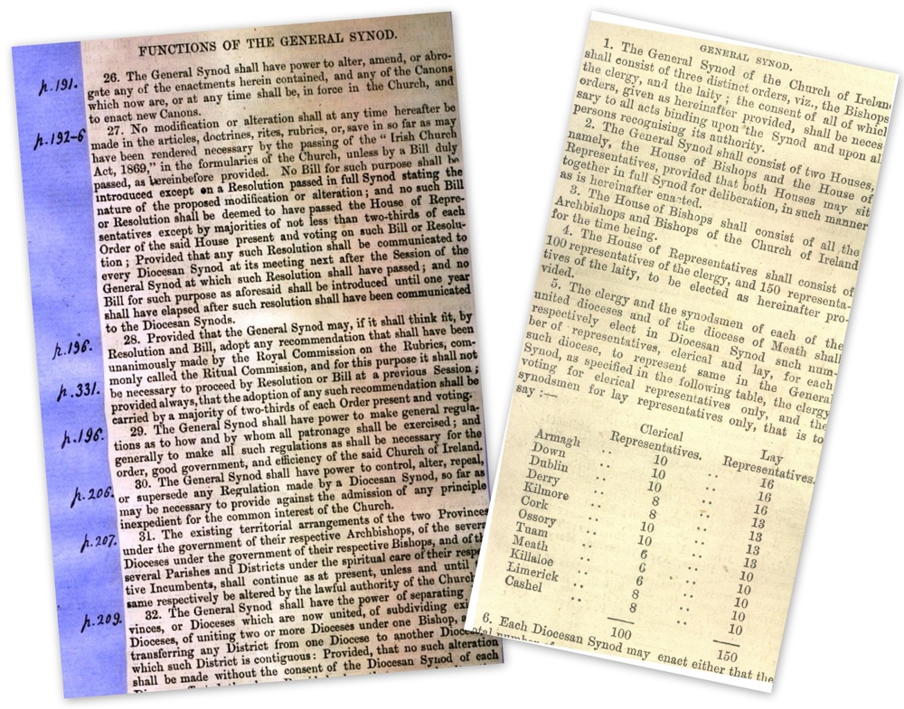 Early resolutions outlining the original functions of the General Synod, and representation at same, RCB Library MS 297/2.