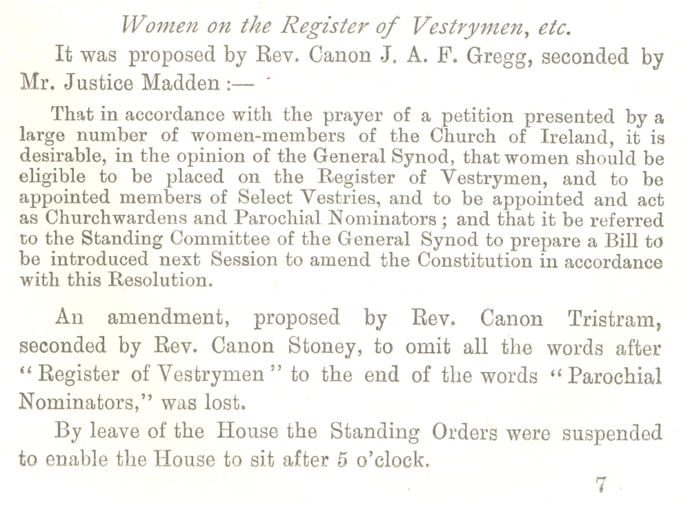 Journal of the General Synod, 1914, containing brief report of the &ldquo;Women on the register of vestrymen&rdquo; motion.