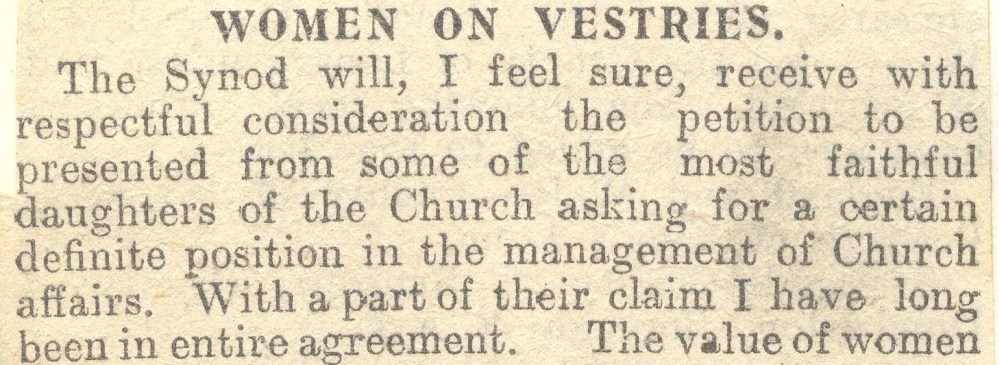 Primate's initial remarks on the forthcoming &ldquo;women on vestries&rdquo; motion, RCB Library MS 297/17.