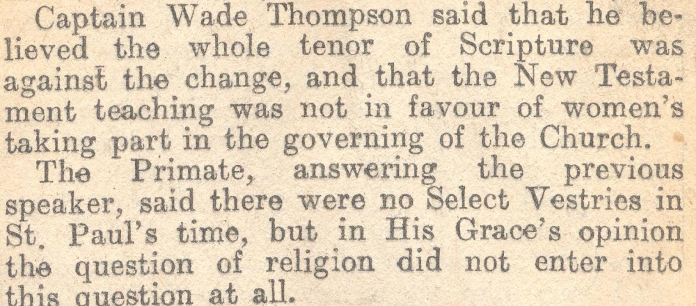 Captain Wade Thompson wades in with his New Testament argument, which is countered by the Primate, RCB Library MS 297/17.