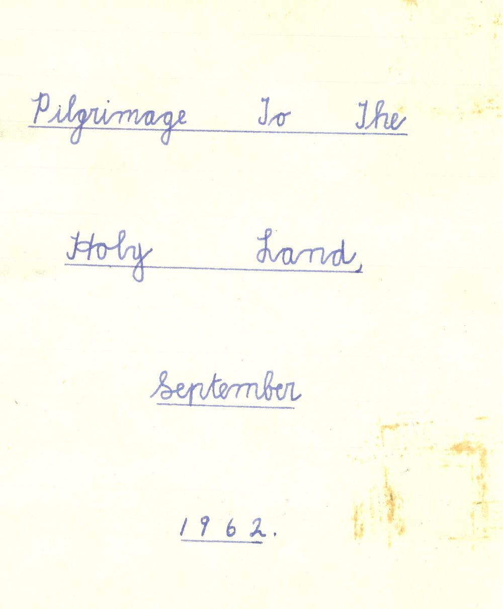 Title page from &lsquo;Pilgrimage to the Holy Land, September 1962' compiled by Patricia H. Ledbetter, RCB Library Ms 605