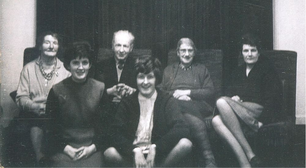 The Ledbetter family with Patricia and her sister in the front row, with Miss Fitzgerald in the back second right, RCB Library Ms 1008/3