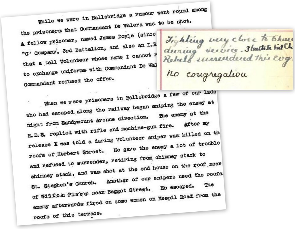 See www.bureauofmilitaryhistory.ie p. 14 and detail from St Stephen's Dublin Preacher's Book, RCB Library P46.8.17