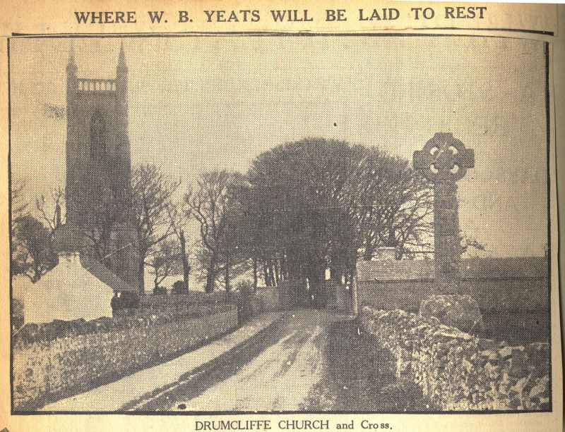 Press cuttings concerning the re-internment of W.B. Yeats in RCB Library St Patrick's Cathedral Scrapbook 1901-1945, RCB Library C2/1/28/2.3