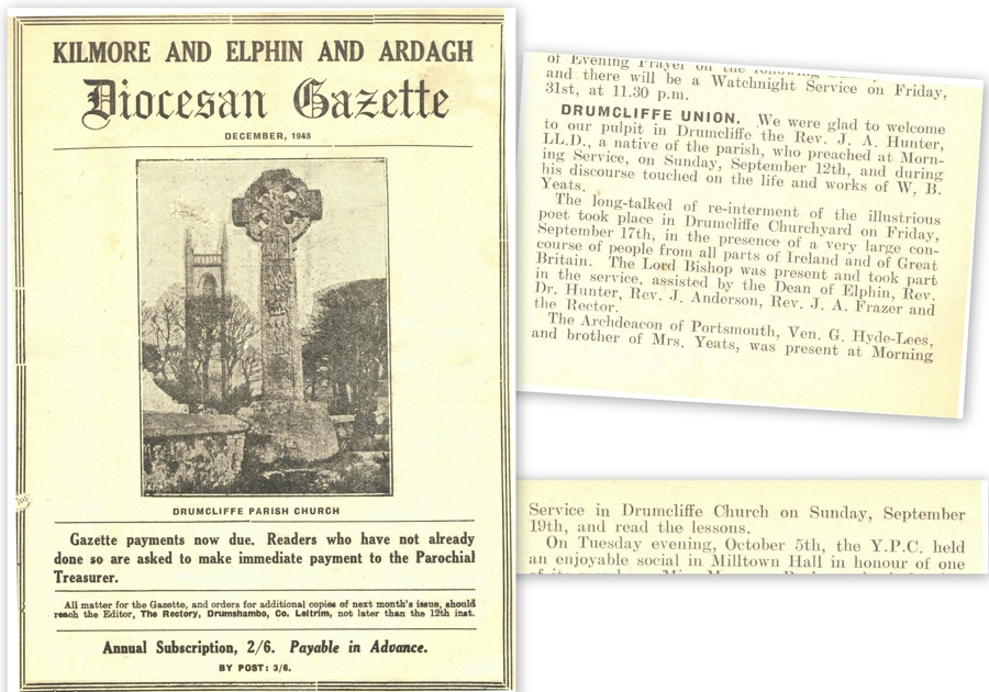 Kilmore, Elphin and Ardagh Diocesan Gazette, December 1948, recording the events in Drumcliffe Union around the time of the re&ndash;internment, RCB Library collection.
