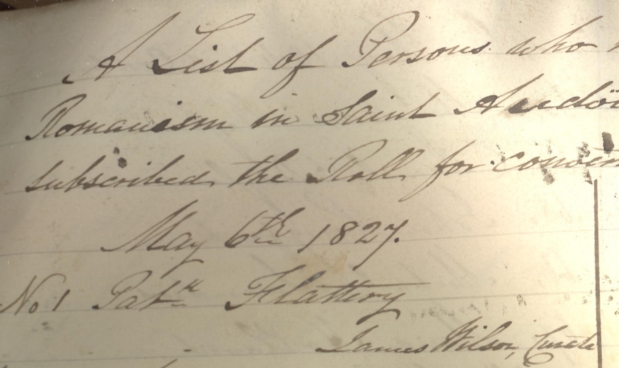Entry no. 1 for Patrick Flattery, RCB Library P116/1/4.