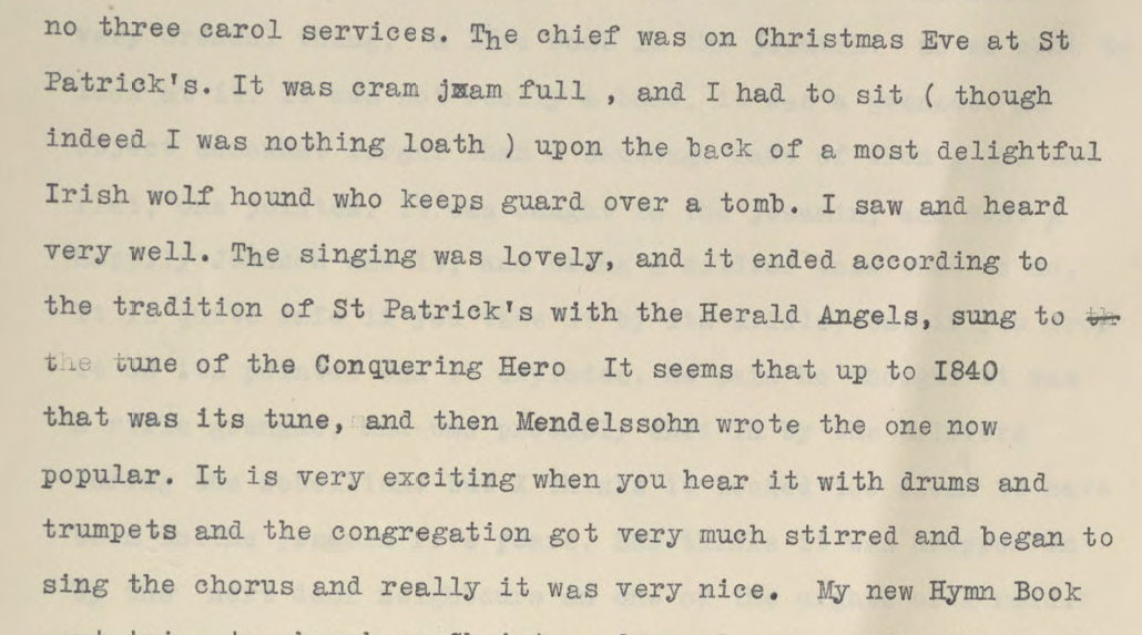 Rosamond Stephen records events at Christmas, December 1921. RCB Library MS 253.