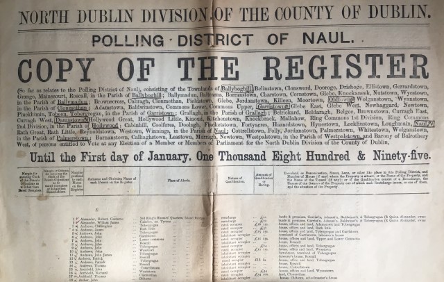 The first page of the item, which details the areas listed in the polling district.