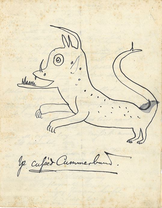 Figure 11: Handdrawn sketch of the 'Cummerbund Monster'- Edward Lear, 1874