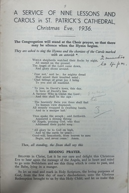 Figure 2. First broadcast service sheet, 1936.