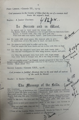 Figure 7. Order of Service with original broadcast notations, 1936.