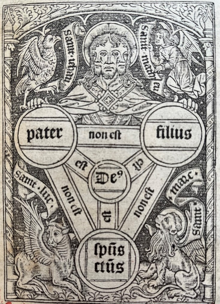 Figure 9: In ecclesiastical works, woodcuts often depicted biblical scenes, saints, and moral allegories, serving both devotional and educational purposes.&lsquo;Provinciales' William Lyndewode, London (1505) &ndash; SR 13