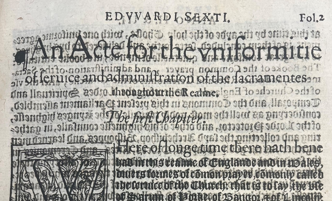Figure 5: an example of how the quality of the paper and ink used can affect the print from &lsquo;Anno secundo, & tertio Edvvardi Sexti. Actes made in the session of this present Parliament..' (1552) - SR 48