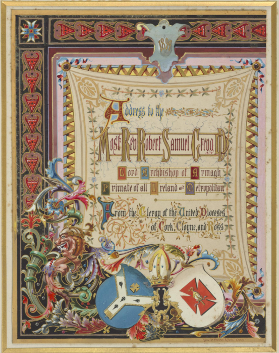 Figure 1: Illustrated front page of the Illuminated Address. (RCB Library - MS1189)