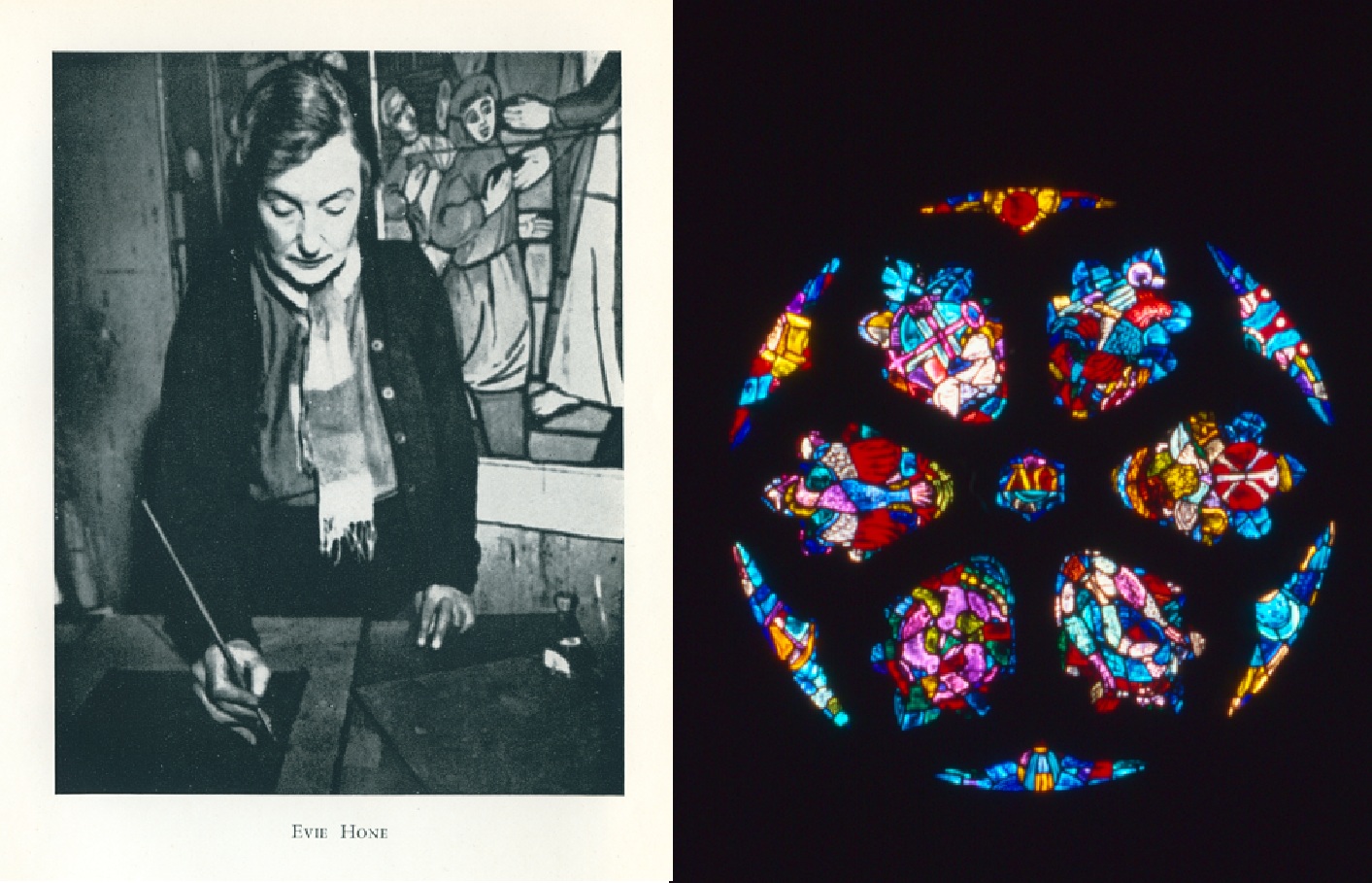 Figure 11: Evie Hone - A Tribute to Evie Hone by Stella Frost  Figure 12. The Rose Window at St John's Malone, Belfast, Co. Antrim. Gloine.